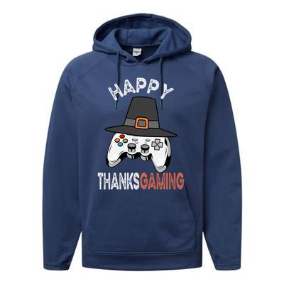 Happy Thanksgaming Cute Video Game Controller Thanksgiving Gift Performance Fleece Hoodie