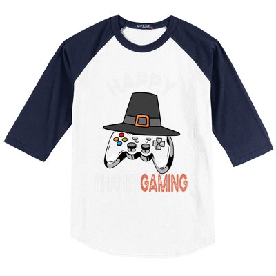 Happy Thanksgaming Cute Video Game Controller Thanksgiving Gift Baseball Sleeve Shirt