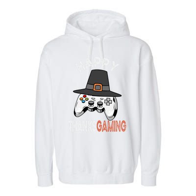 Happy Thanksgaming Cute Video Game Controller Thanksgiving Gift Garment-Dyed Fleece Hoodie