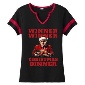 Humorous Trump Christmas Winner Winner Christmas Dinner Ladies Halftime Notch Neck Tee