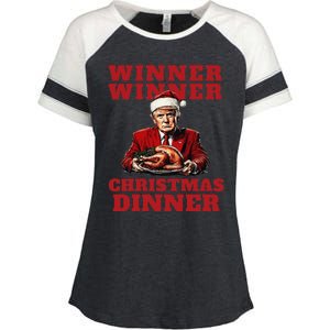 Humorous Trump Christmas Winner Winner Christmas Dinner Enza Ladies Jersey Colorblock Tee