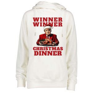 Humorous Trump Christmas Winner Winner Christmas Dinner Womens Funnel Neck Pullover Hood