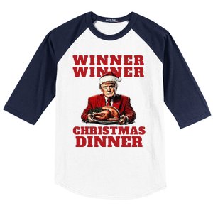 Humorous Trump Christmas Winner Winner Christmas Dinner Baseball Sleeve Shirt