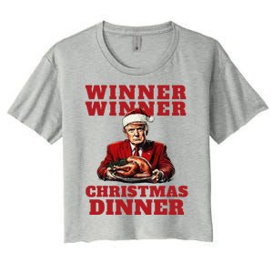 Humorous Trump Christmas Winner Winner Christmas Dinner Women's Crop Top Tee