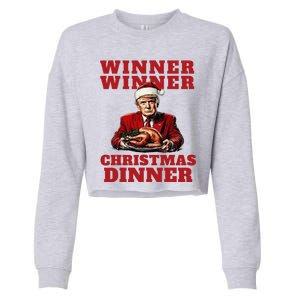 Humorous Trump Christmas Winner Winner Christmas Dinner Cropped Pullover Crew