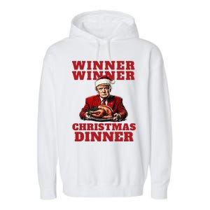 Humorous Trump Christmas Winner Winner Christmas Dinner Garment-Dyed Fleece Hoodie