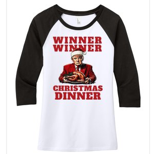 Humorous Trump Christmas Winner Winner Christmas Dinner Women's Tri-Blend 3/4-Sleeve Raglan Shirt