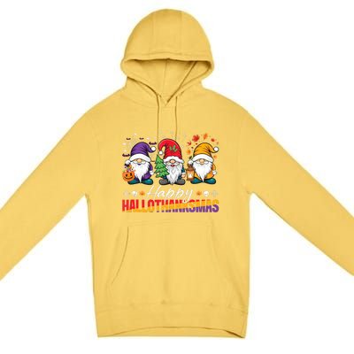 Halloween Thanksgiving Christmas Happy Hallothanksmas Funny Premium Pullover Hoodie