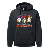 Halloween Thanksgiving Christmas Happy Hallothanksmas Funny Performance Fleece Hoodie