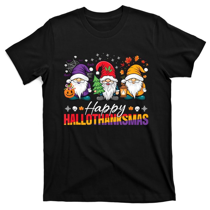 Halloween Thanksgiving Christmas Happy Hallothanksmas Funny T-Shirt