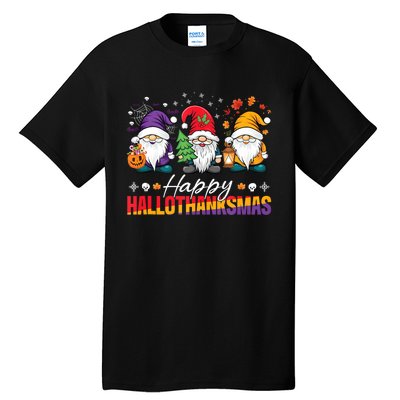 Halloween Thanksgiving Christmas Happy Hallothanksmas Funny Tall T-Shirt