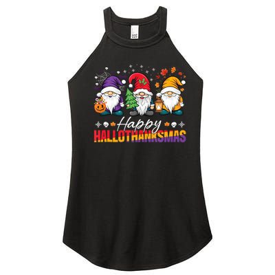 Halloween Thanksgiving Christmas Happy Hallothanksmas Funny Women’s Perfect Tri Rocker Tank