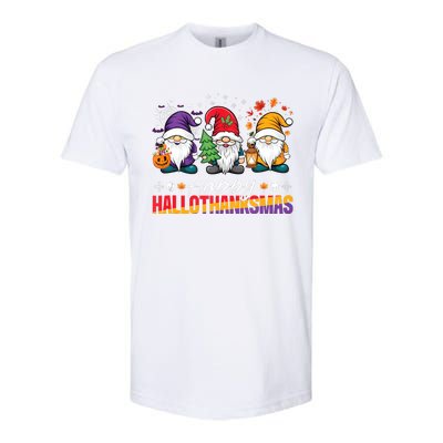 Halloween Thanksgiving Christmas Happy Hallothanksmas Funny Softstyle CVC T-Shirt