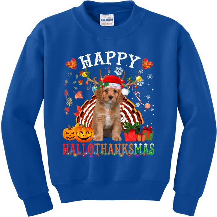 Halloween Thanksgiving Christmas Cavapoo Hallothanksmas Cute Gift Kids Sweatshirt