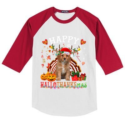 Halloween Thanksgiving Christmas Cavapoo Hallothanksmas Cute Gift Kids Colorblock Raglan Jersey