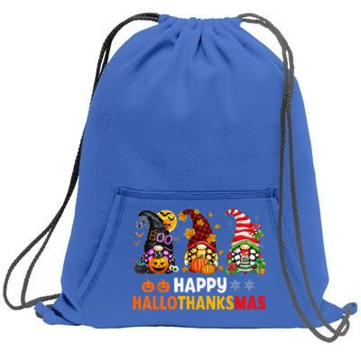 Halloween Thanksgiving Christmas Happy HalloThanksMas Gnomes Sweatshirt Cinch Pack Bag