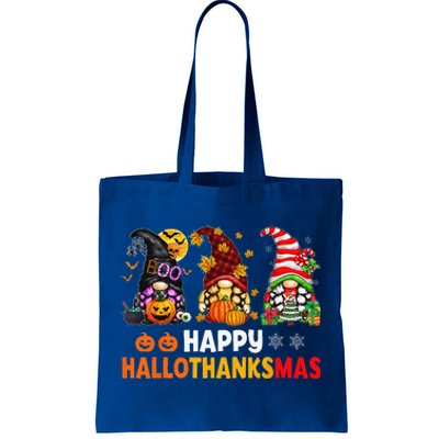 Halloween Thanksgiving Christmas Happy HalloThanksMas Gnomes Tote Bag