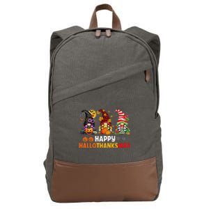 Halloween Thanksgiving Christmas Happy HalloThanksMas Gnomes Cotton Canvas Backpack