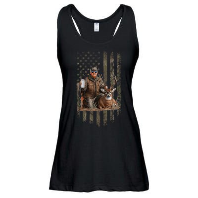 Hunting Trump Camouflage Usa Flag Deer Hunting Season Maga Ladies Essential Flowy Tank