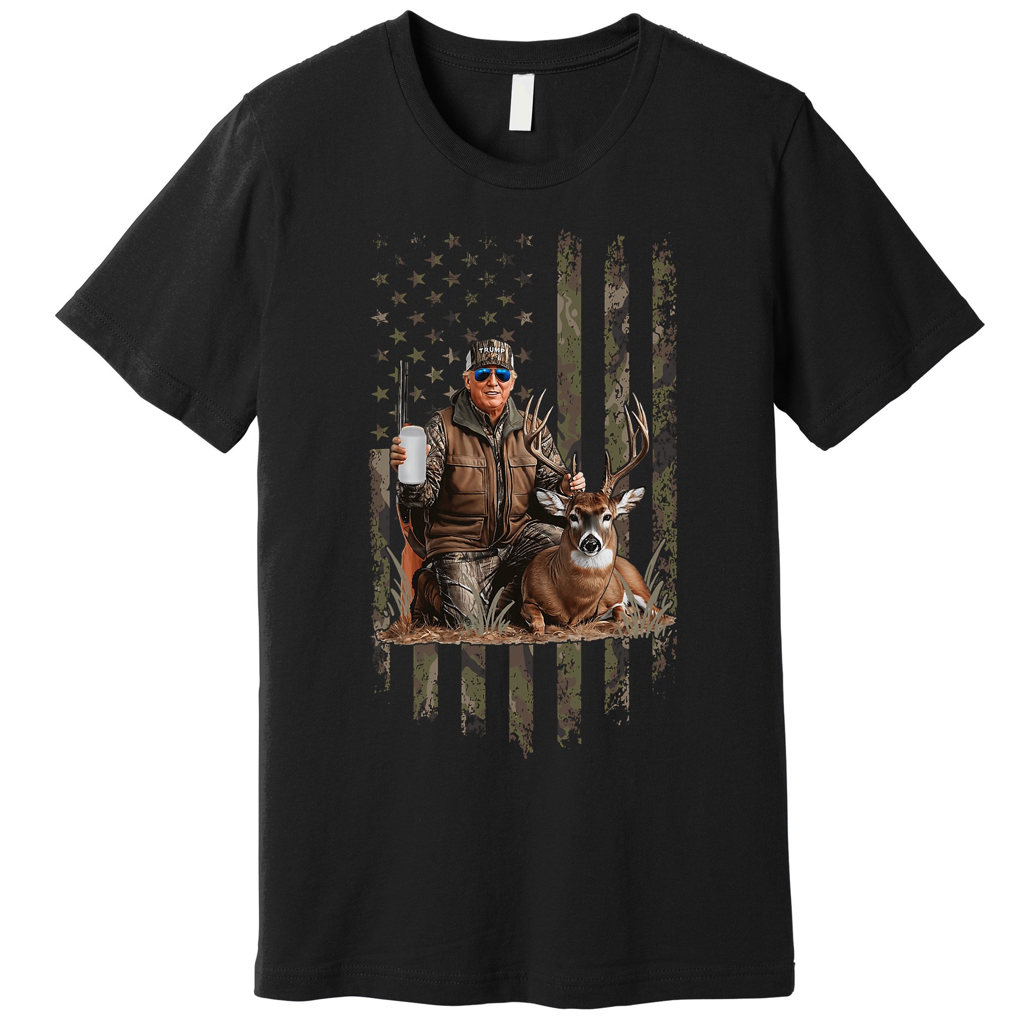Hunting Trump Camouflage Usa Flag Deer Hunting Season Maga Premium T-Shirt