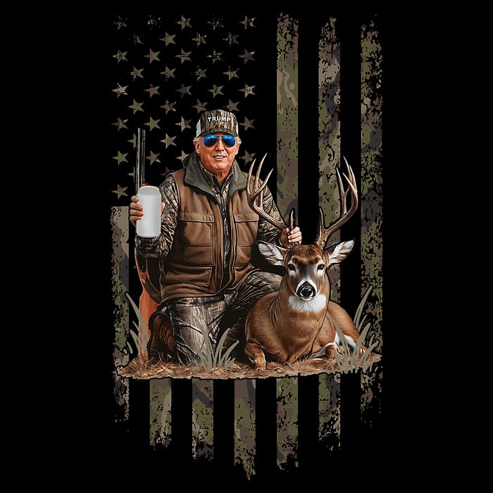 Hunting Trump Camouflage Usa Flag Deer Hunting Season Maga Premium T-Shirt