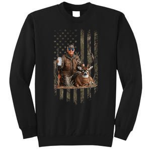 Hunting Trump Camouflage Usa Flag Deer Hunting Season Maga Tall Sweatshirt