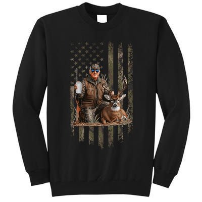 Hunting Trump Camouflage Usa Flag Deer Hunting Season Maga Tall Sweatshirt