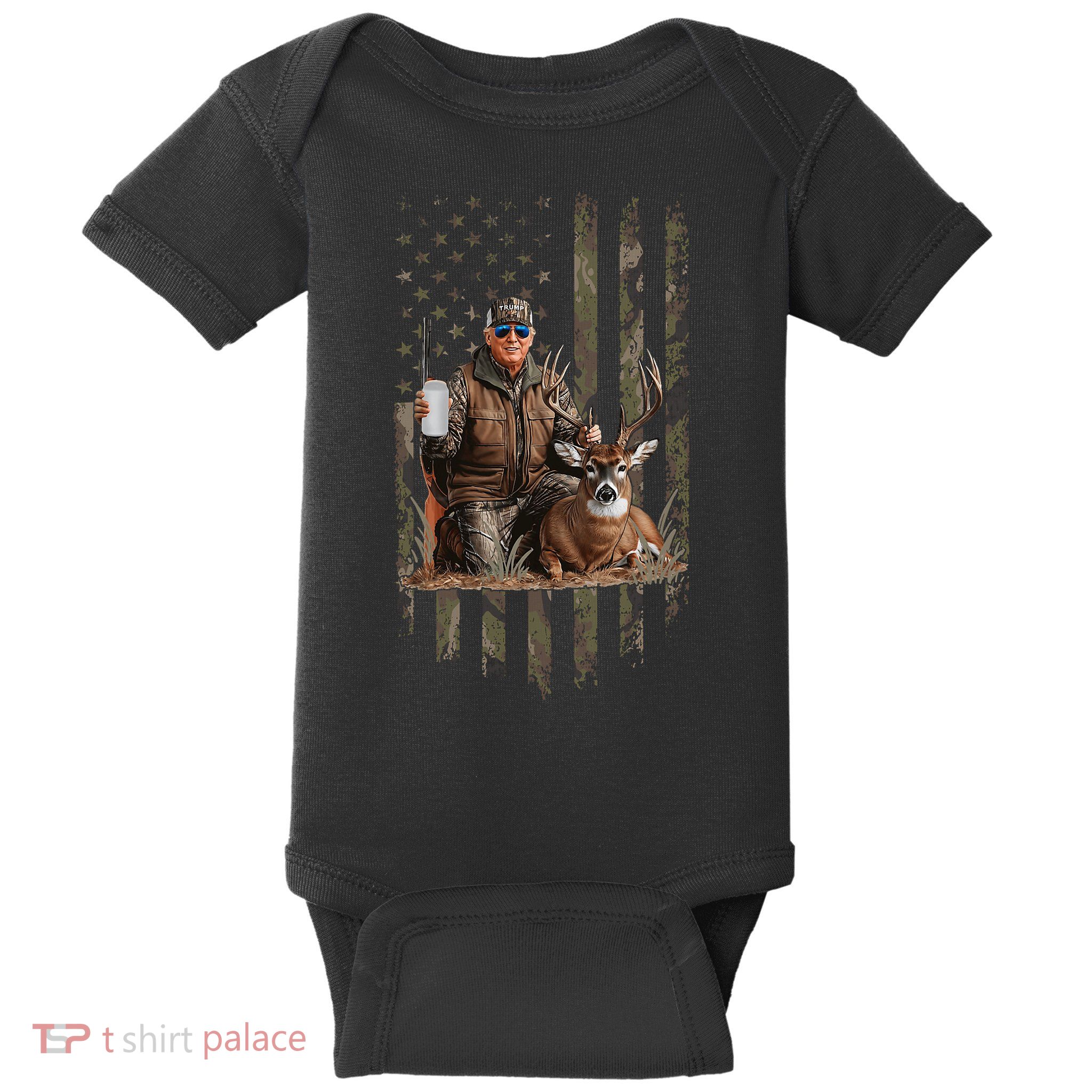 Hunting Trump Camouflage Usa Flag Deer Hunting Season Maga Baby Bodysuit