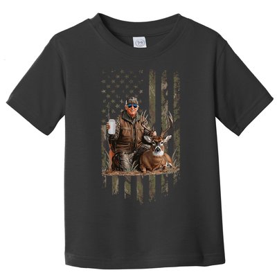 Hunting Trump Camouflage Usa Flag Deer Hunting Season Maga Toddler T-Shirt