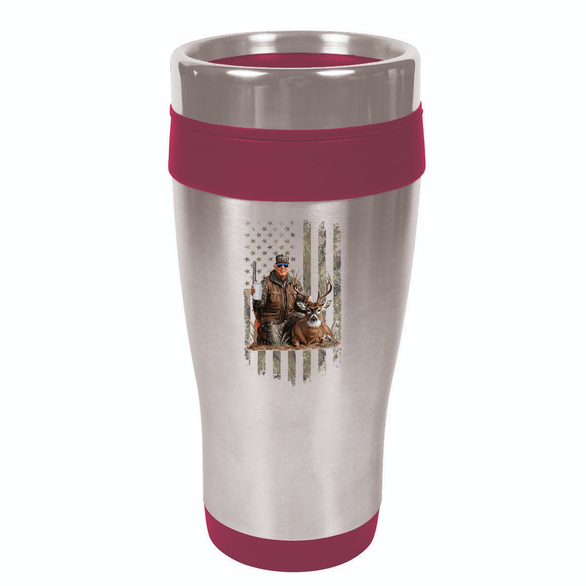 Hunting Trump Camouflage Usa Flag Deer Hunting Season Maga 16oz Travel Tumbler