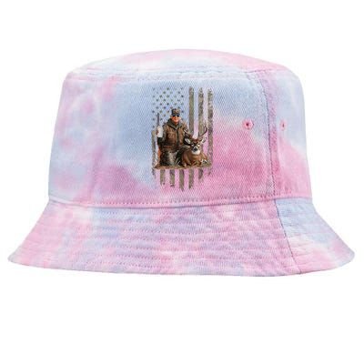 Hunting Trump Camouflage Usa Flag Deer Hunting Season Maga Tie-Dyed Bucket Hat