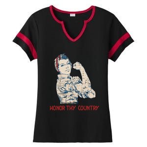 Honor Thy Country American Independence Usa Freedom Gift Ladies Halftime Notch Neck Tee