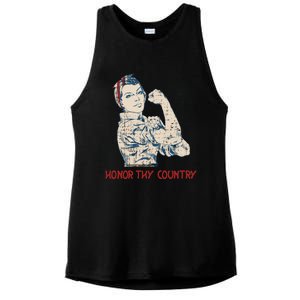 Honor Thy Country American Independence Usa Freedom Gift Ladies PosiCharge Tri-Blend Wicking Tank