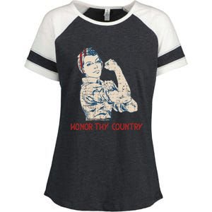 Honor Thy Country American Independence Usa Freedom Gift Enza Ladies Jersey Colorblock Tee