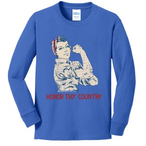 Honor Thy Country American Independence Usa Freedom Gift Kids Long Sleeve Shirt