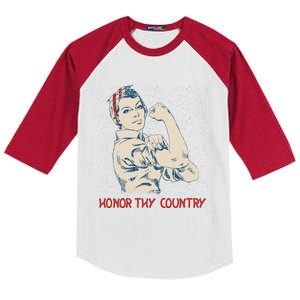 Honor Thy Country American Independence Usa Freedom Gift Kids Colorblock Raglan Jersey