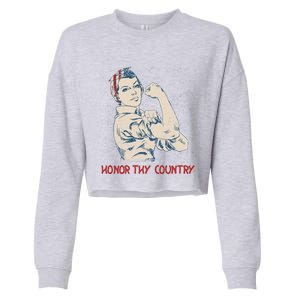 Honor Thy Country American Independence Usa Freedom Gift Cropped Pullover Crew