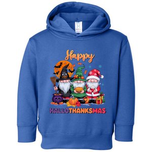 Halloween Thanksgiving Christmas Happy Hallothanksmas Gnomes Funny Gift Toddler Hoodie