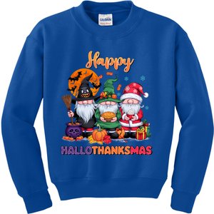 Halloween Thanksgiving Christmas Happy Hallothanksmas Gnomes Funny Gift Kids Sweatshirt