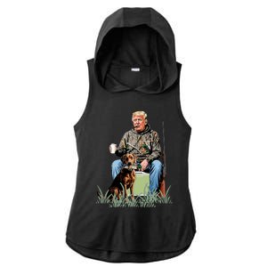 Hunting Trump Camouflage Funny Duck Hunting Season Maga Ladies PosiCharge Tri-Blend Wicking Draft Hoodie Tank