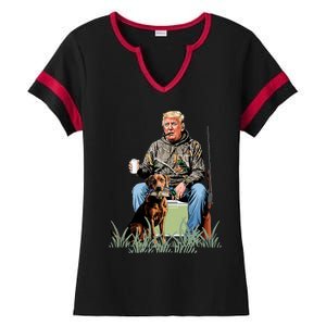 Hunting Trump Camouflage Funny Duck Hunting Season Maga Ladies Halftime Notch Neck Tee