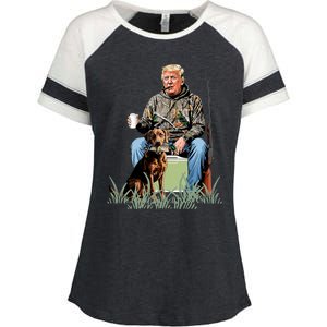 Hunting Trump Camouflage Funny Duck Hunting Season Maga Enza Ladies Jersey Colorblock Tee