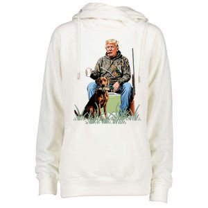 Hunting Trump Camouflage Funny Duck Hunting Season Maga Womens Funnel Neck Pullover Hood