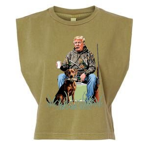 Hunting Trump Camouflage Funny Duck Hunting Season Maga Garment-Dyed Women's Muscle Tee