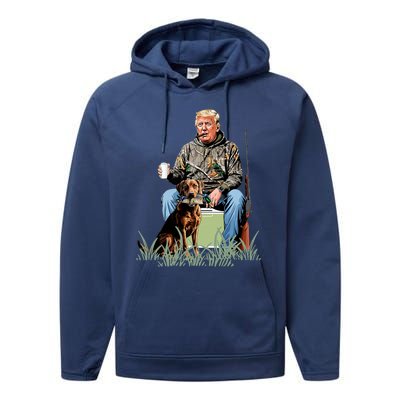 Hunting Trump Camouflage Funny Duck Hunting Season Maga Performance Fleece Hoodie