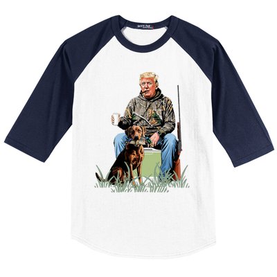 Hunting Trump Camouflage Funny Duck Hunting Season Maga Baseball Sleeve Shirt