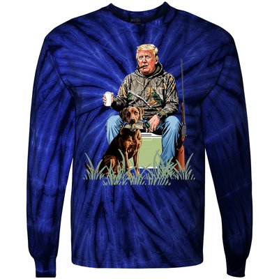 Hunting Trump Camouflage Funny Duck Hunting Season Maga Tie-Dye Long Sleeve Shirt