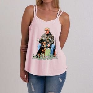 Hunting Trump Camouflage Funny Duck Hunting Season Maga Women's Strappy Tank