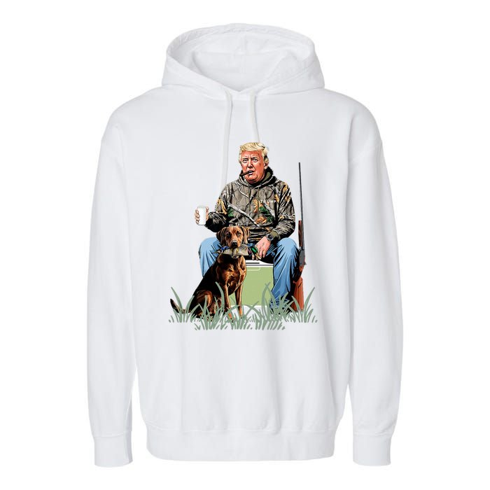 Hunting Trump Camouflage Funny Duck Hunting Season Maga Garment-Dyed Fleece Hoodie