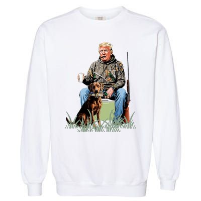 Hunting Trump Camouflage Funny Duck Hunting Season Maga Garment-Dyed Sweatshirt